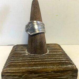 Waited For Simeon George H.Rogers Silver Plated Spoon Ring Diamond Design.Size 7